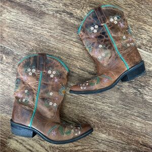 Smoky Mountain Western Cowboy Boots Leather Floral Embroidered Girls size 3